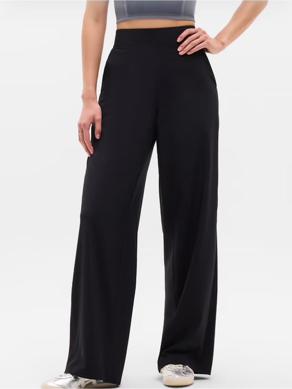 XS Athleta Black Brooklyn Heights High Rise Wide Leg Trouser Versatile Pants - Picture 3 of 8